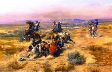 Indianer und Cowboy Werke - ein anstrengendes Leben 1901 Charles Marion Russell Indiana Cowboy